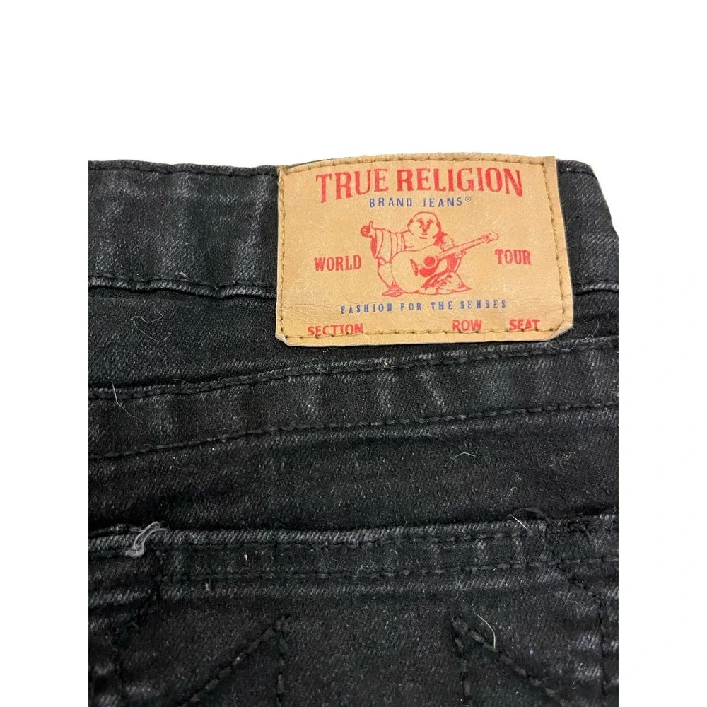 TRUE RELIGION Youth Jeans Black Gene Relaxed Slim Adjustable Waist Sz 10